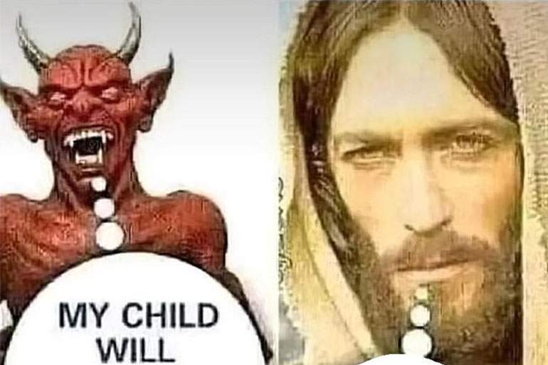 Дьявол и Иисус - что за мем Мое дитя будет (My child will X)